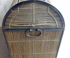 Baule stile coloniale in metallo e canna di Bambù - 2