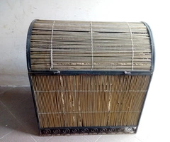 Baule stile coloniale in metallo e canna di Bambù - 3